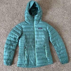 Patagonia Teal Hooded Puffer Jacket